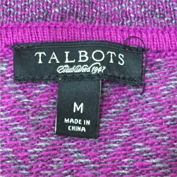 TALBOTS Wool Blend Chevron Cardigan Sweater in Purple and Gray Size Medium - Picture 4 of 5